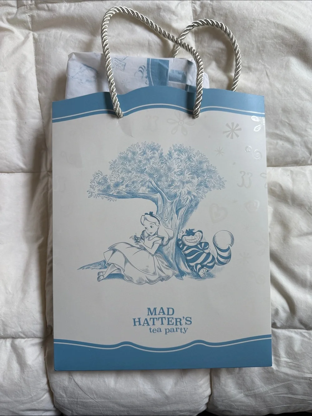 Disney - Club 33  Mad Hatter's Tea Party Blue and White Gift Bag